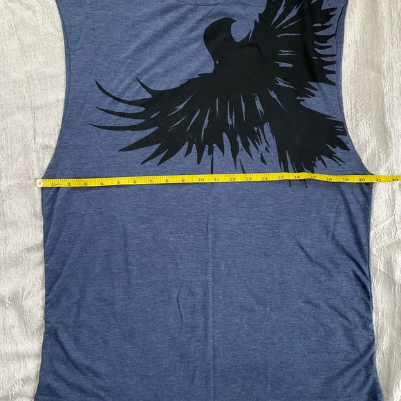 SHEIN Blue Tank with Black Bird Graphic - Picture 5 of 6